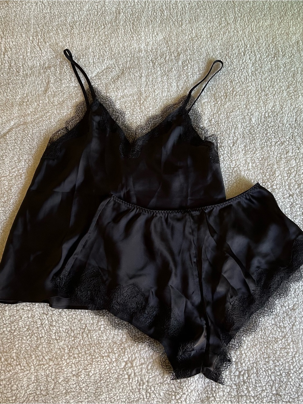 VS Cami Set Black with Lace Trim